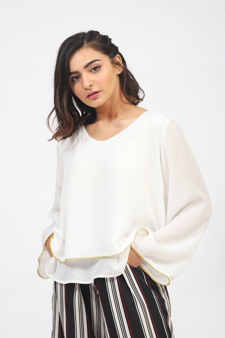 White Double Layered Top
